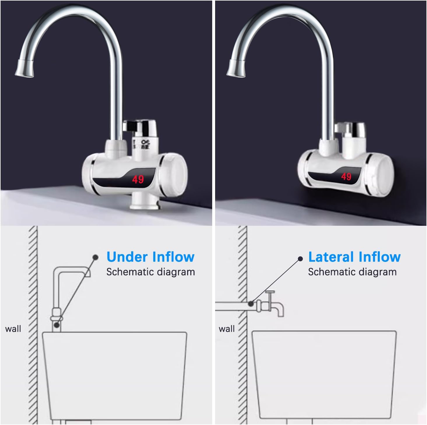 EHERDM faucet with LED display showing water temperature for precise control