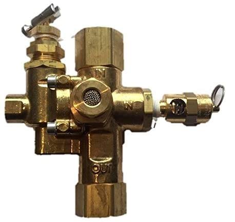 Ei 49816283-C inline piloted unloader valve, brass body, top view, ideal for T30 compressors.