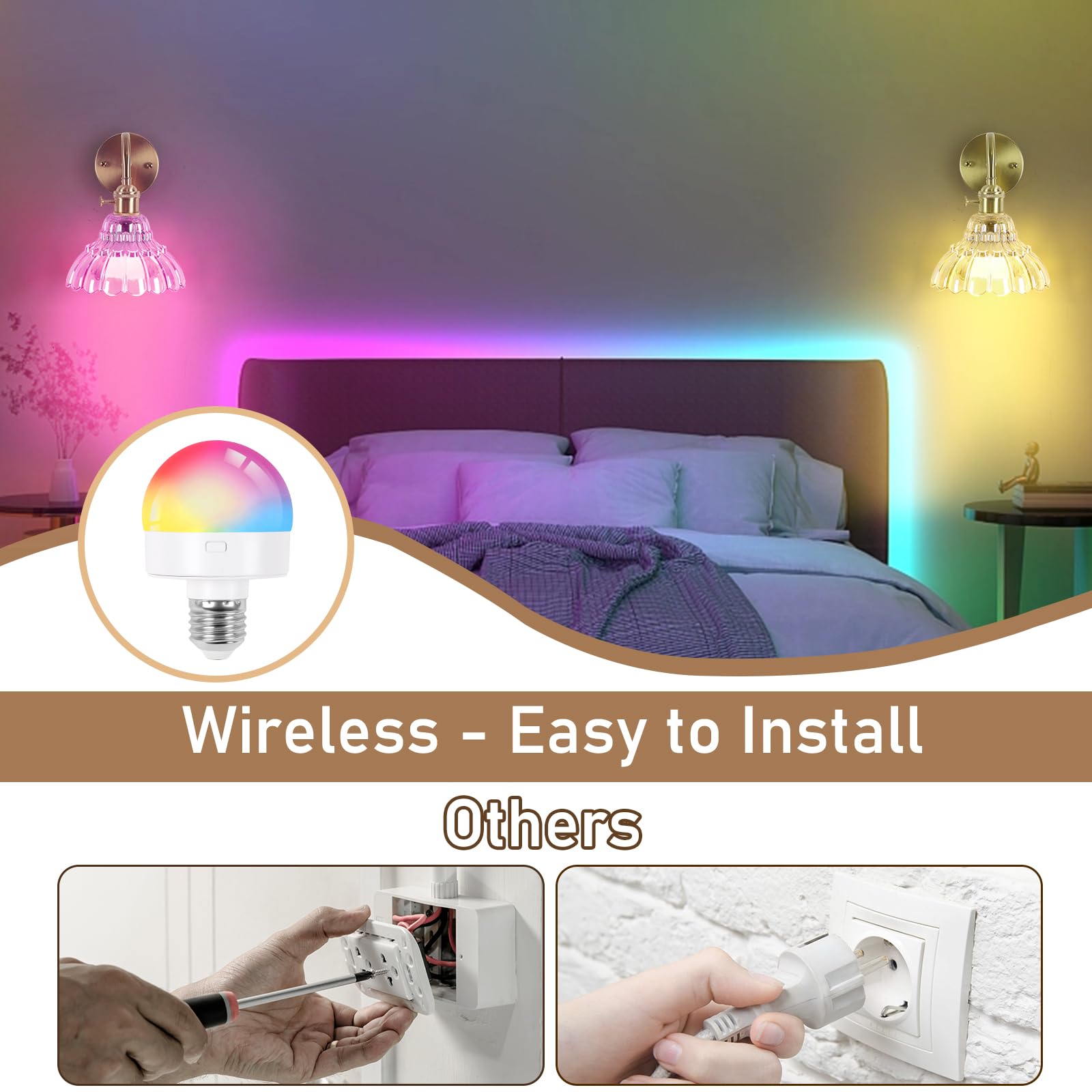 EIDEARAY battery-operated wall lamp showing cordless setup