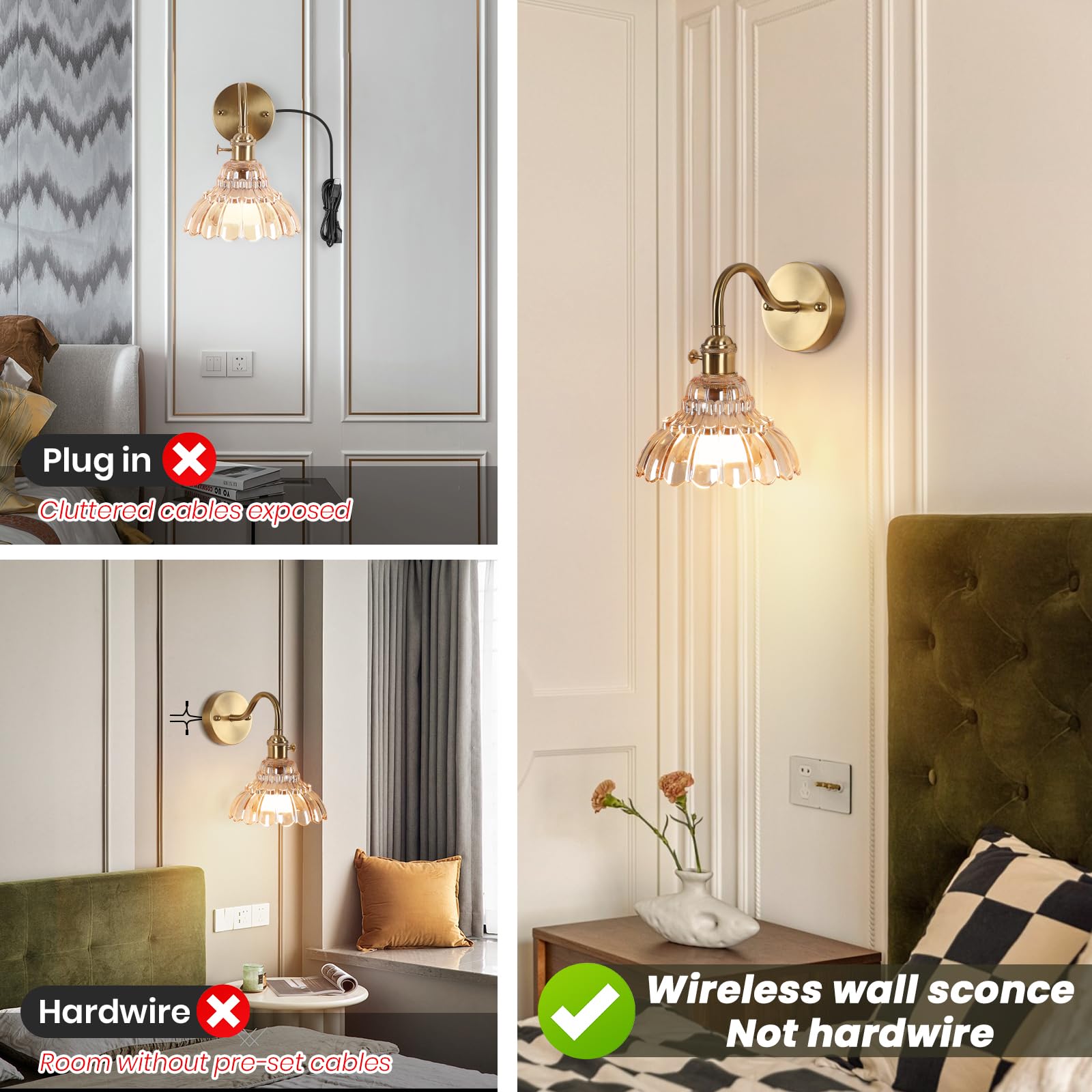EIDEARAY two E26 rechargeable bulbs included with sconces
