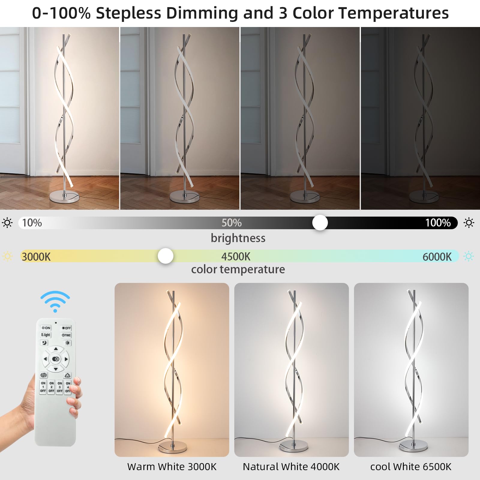 EIDEARAY lamp shown with remote control for convenient adjustment