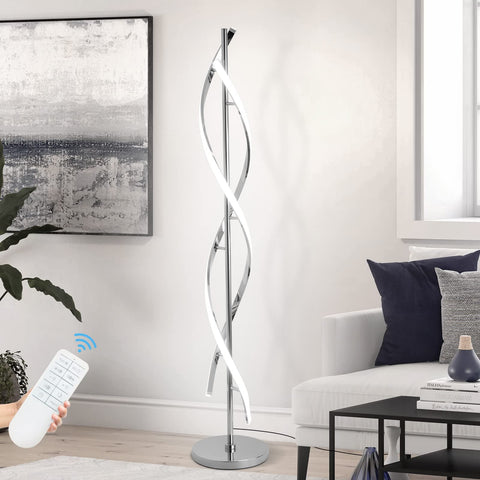 EIDEARAY floor lamp with spiral chrome design enhances living room ambiance