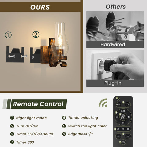 Remote control with timer for EIDEARAY sconce bedtime lighting.