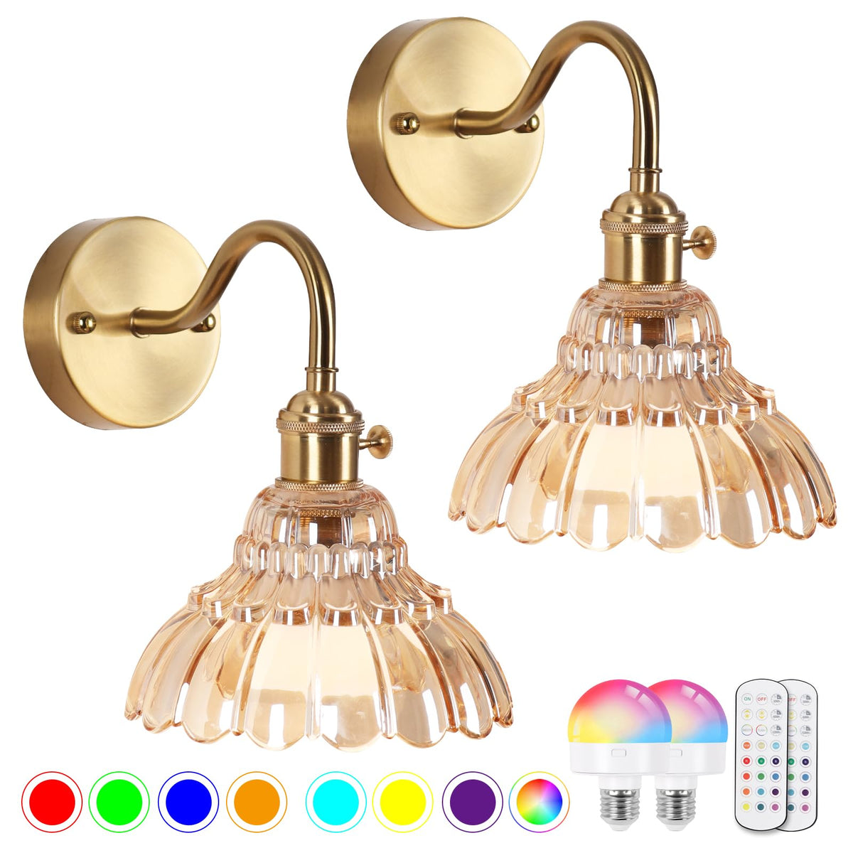 EIDEARAY vintage wall sconce with amber shade for warm retro ambiance