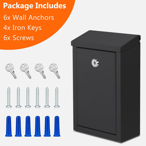 Top slot design allows convenient drop while protecting contents from rain.