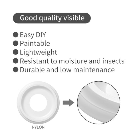 Polyamide nylon medallion resists dents and water, suitable for outdoor use