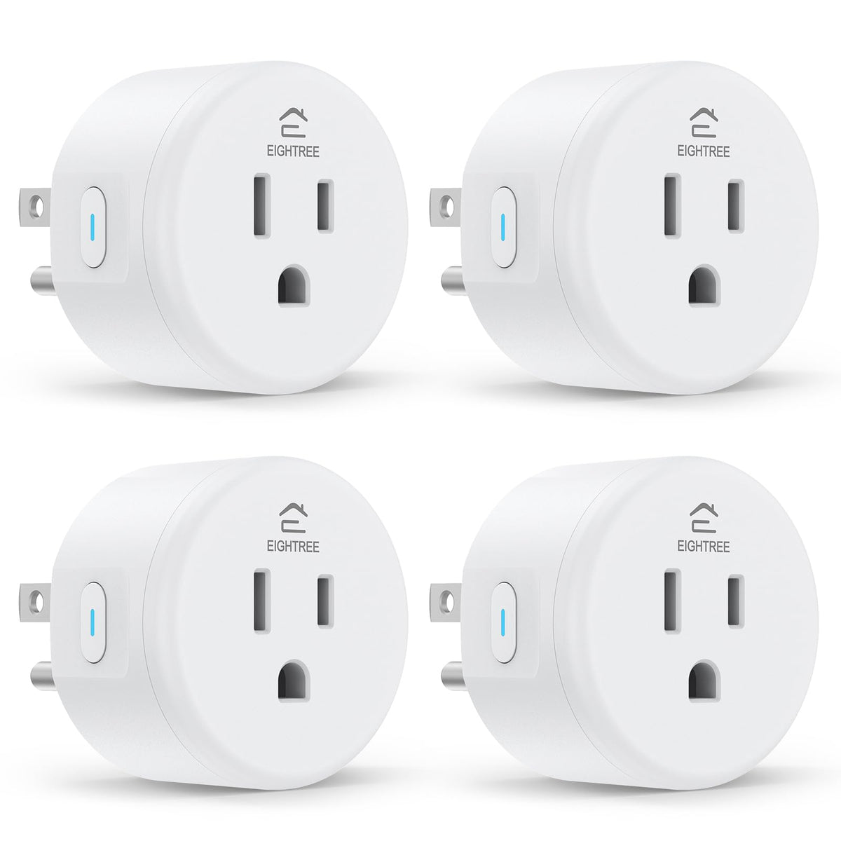 EIGHTREE Smart Plug 4-pack packshot showing a compact outlet design for small spaces.