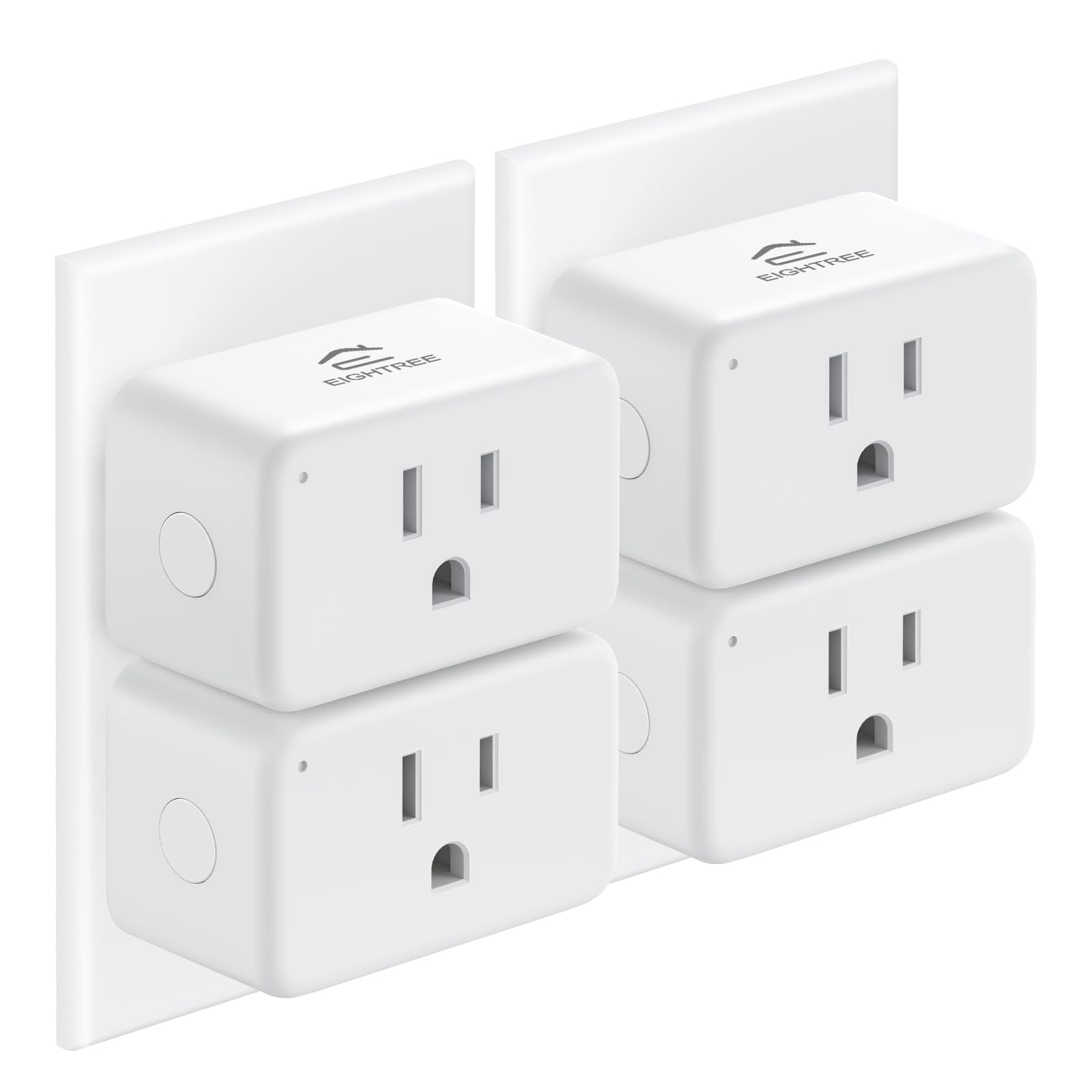 EIGHTREE Smart Plug front view demonstrates compact design for space-saving setup.