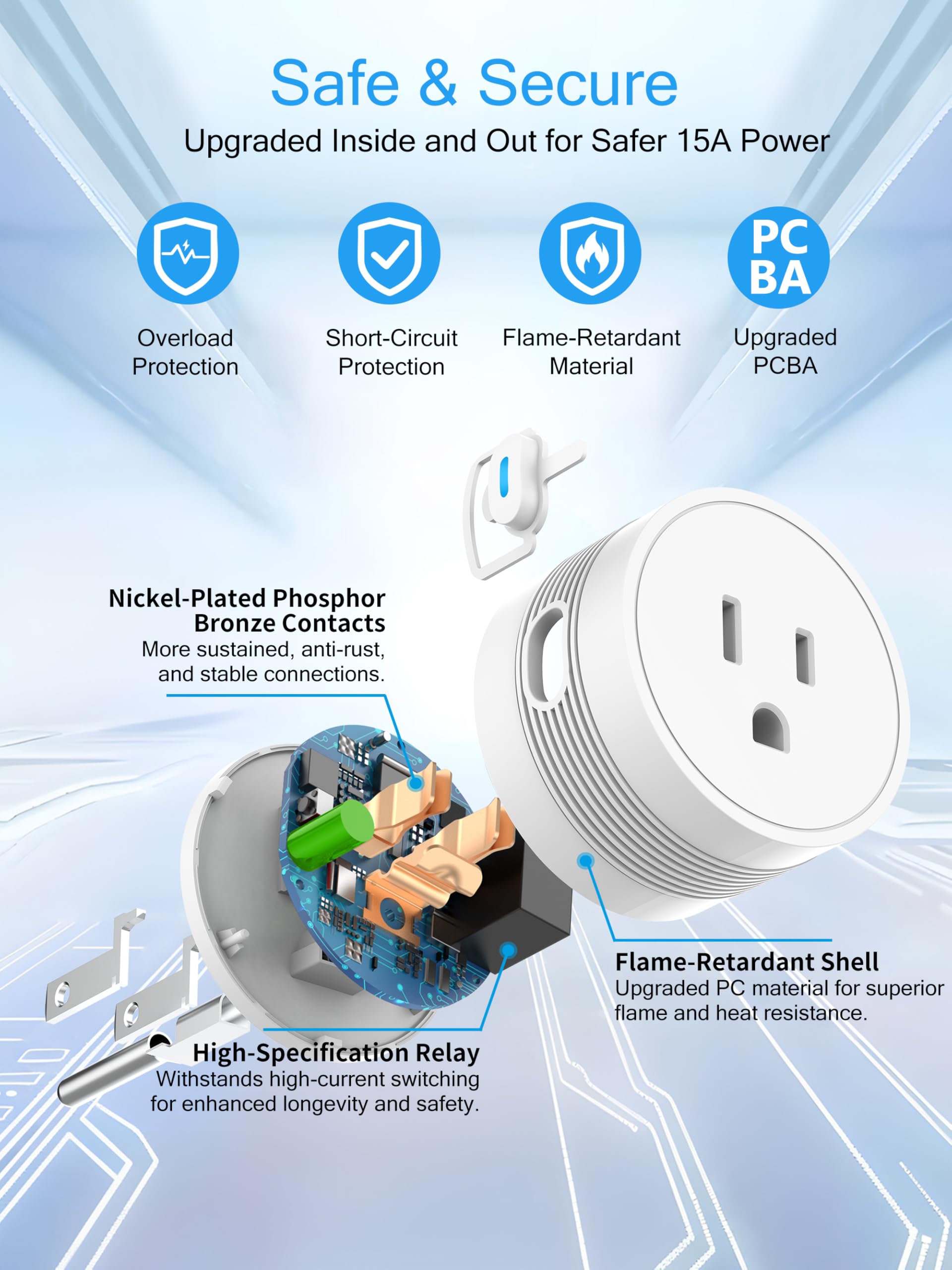 Eightree 15A Smart Plug voice-control ready with Alexa and Google Assistant.