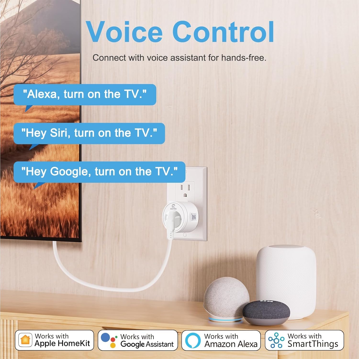 EIGHTREE Matter smart plug provides timer and schedule for routines.