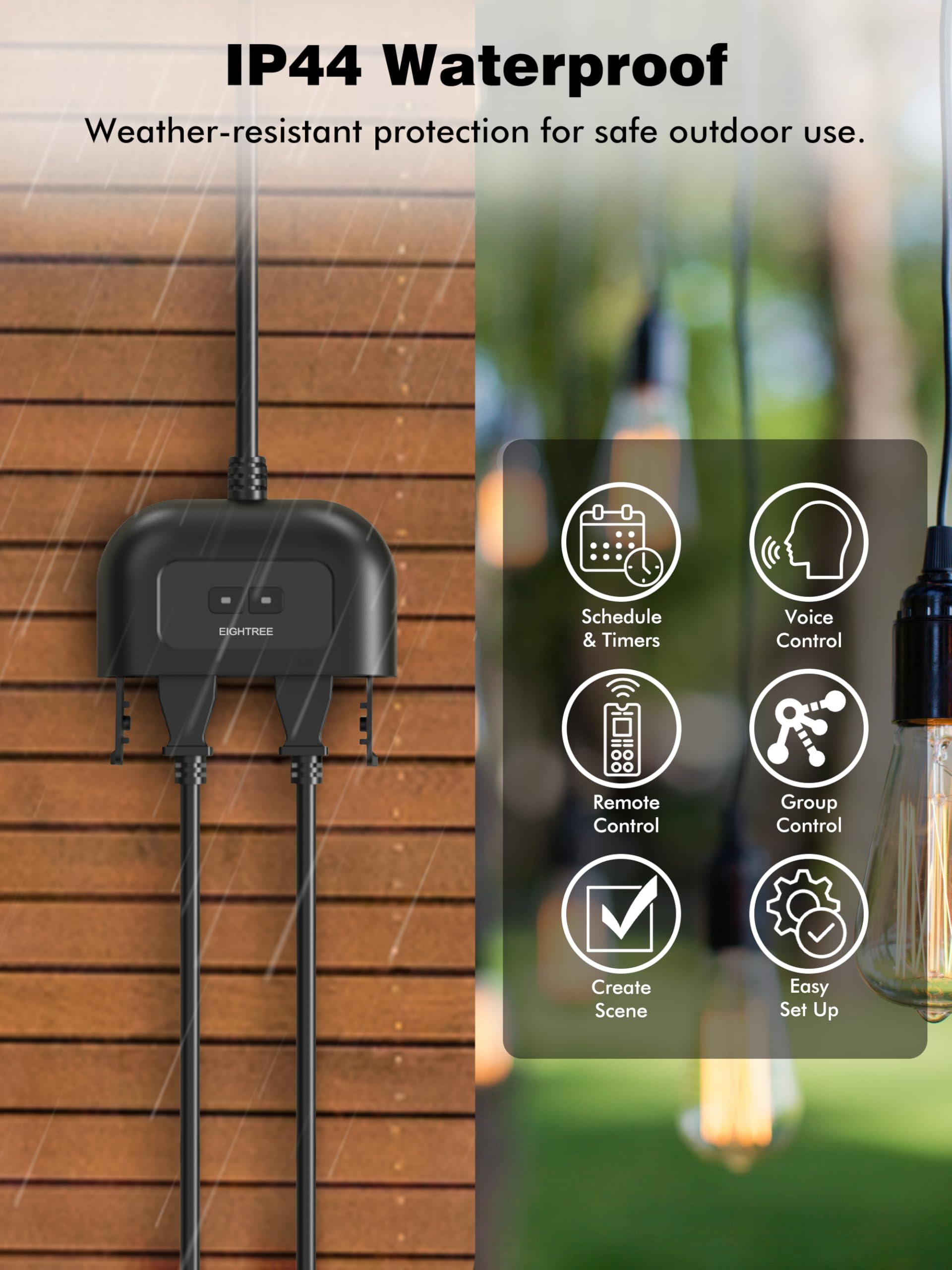 Eightree outdoor plug wide Wi Fi coverage reaches up to 300 feet