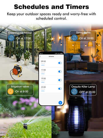 Eightree timer and schedule features automate outdoor routines