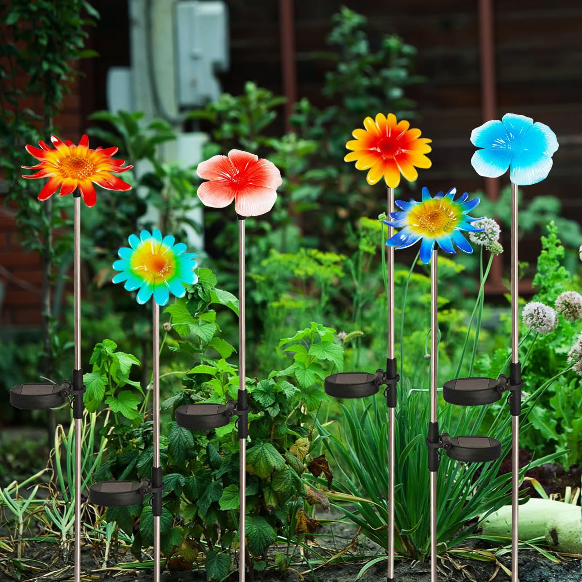 EiGreen colorful-flowers stake light brightens yard borders with vivid hues