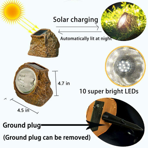 Dusk-to-dawn sensor powers EiGreen rock light for effortless nighttime glow.