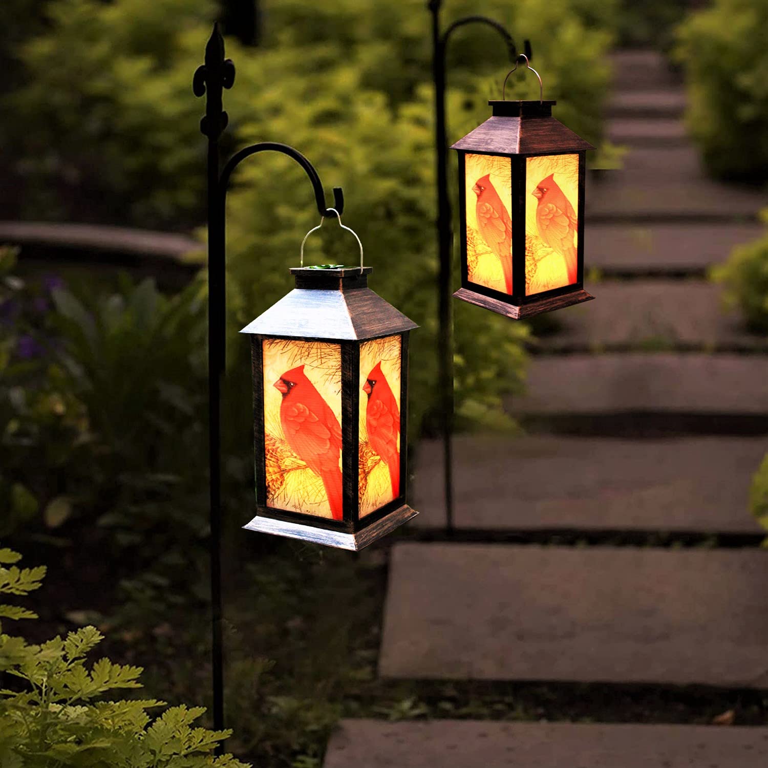EiGreen lantern guides paths with subtle, colorful illumination