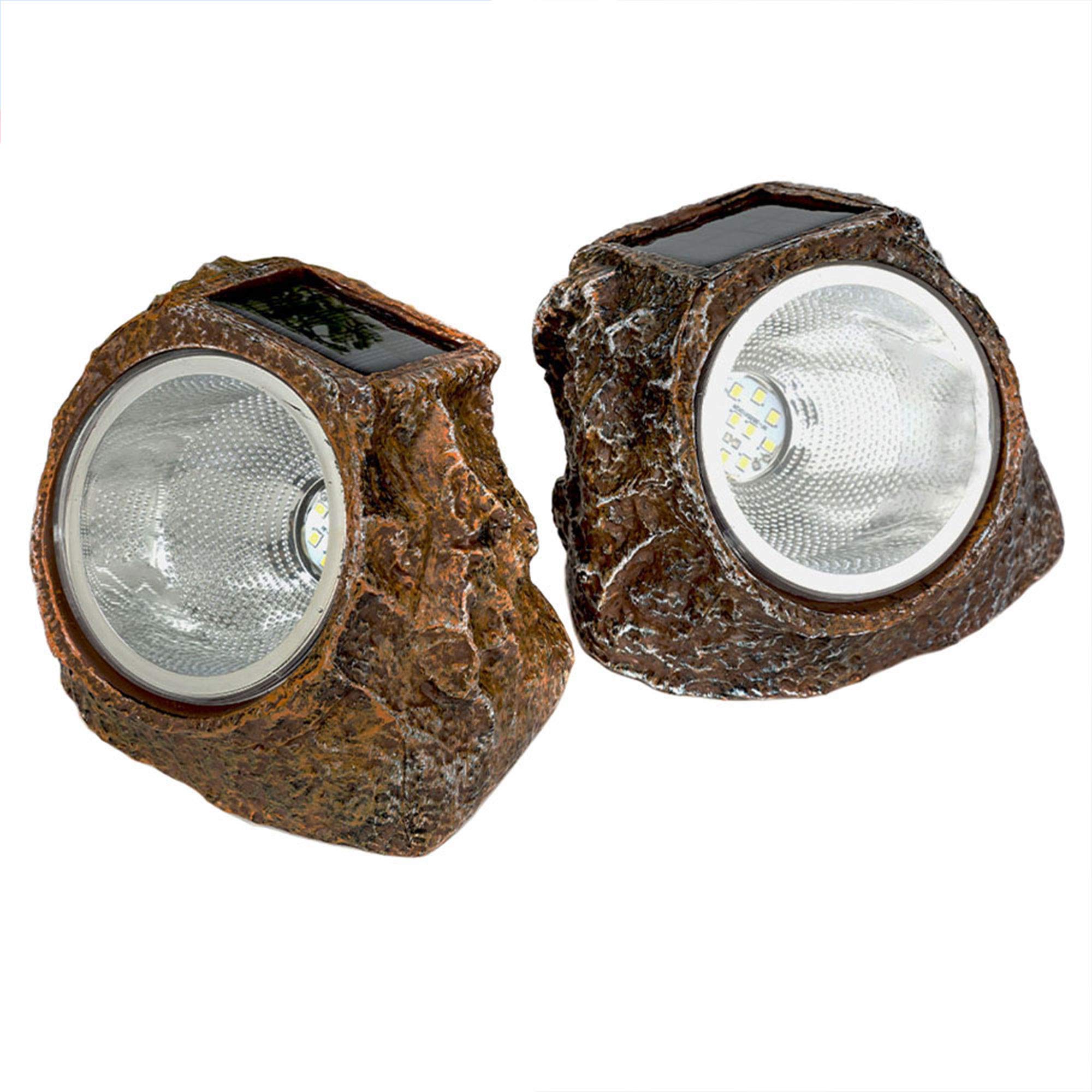 EiGreen solar rock light 2-pack adds subtle garden path illumination.