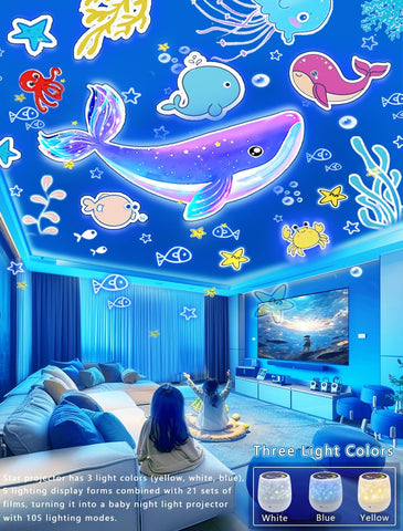 Eigther projector night light colorful planets film offers vibrant ambience for playtime or bedtime.