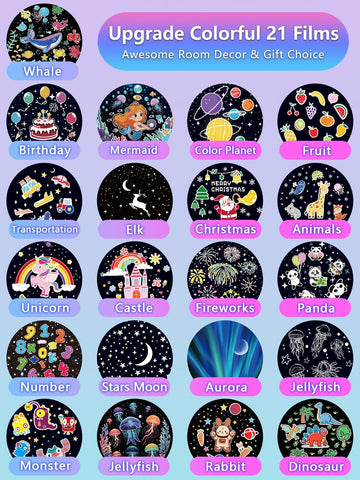 Eigther projector night light with jellyfish film creates a soothing, engaging night sky for kids.
