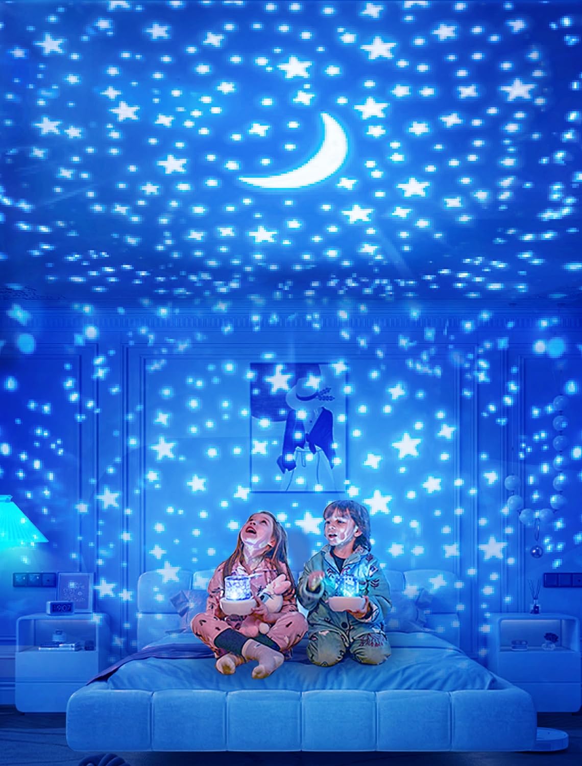Eigther projector night light Merry Christmas film brings festive mood without glare.