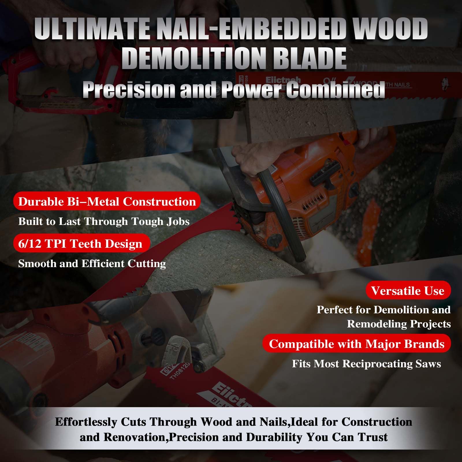 Universal-fit blades compatible with many saw brands, stored in a resealable case.