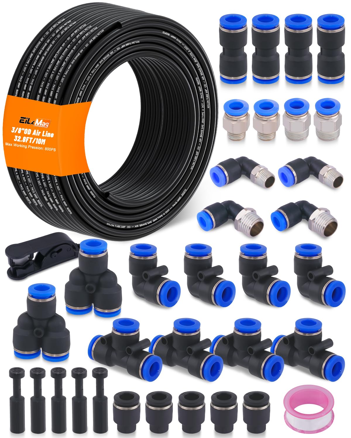 EilxMag 3/8in air line tubing kit main package for complete setup