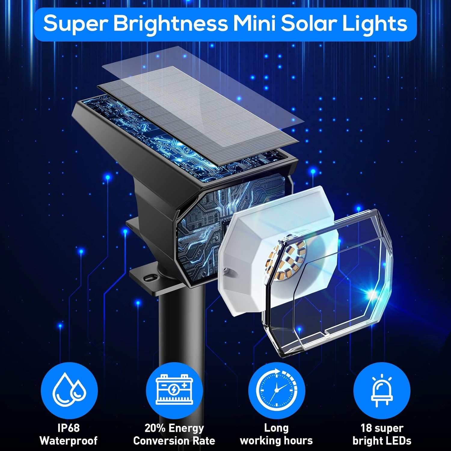 EIUIO IP68 waterproof landscape light withstands rain and snow.