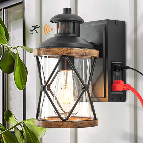 Ejerlya dusk-to-dawn porch light with motion sensor illuminates entryways automatically