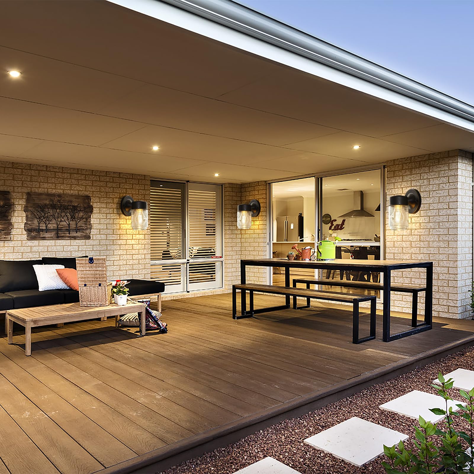 EJIAXIN porch light complements garden paths with a modern black finish