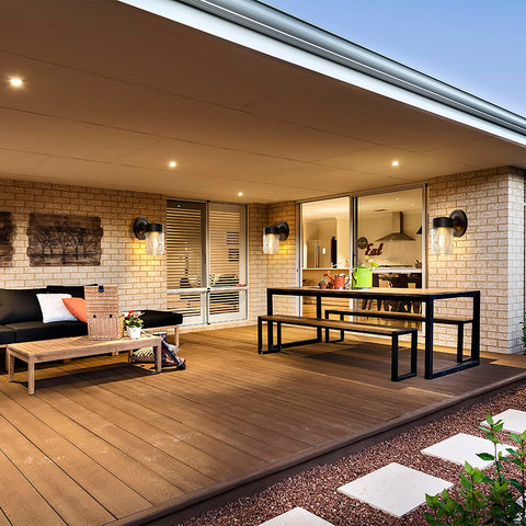 EJIAXIN porch light complements garden paths with a modern black finish