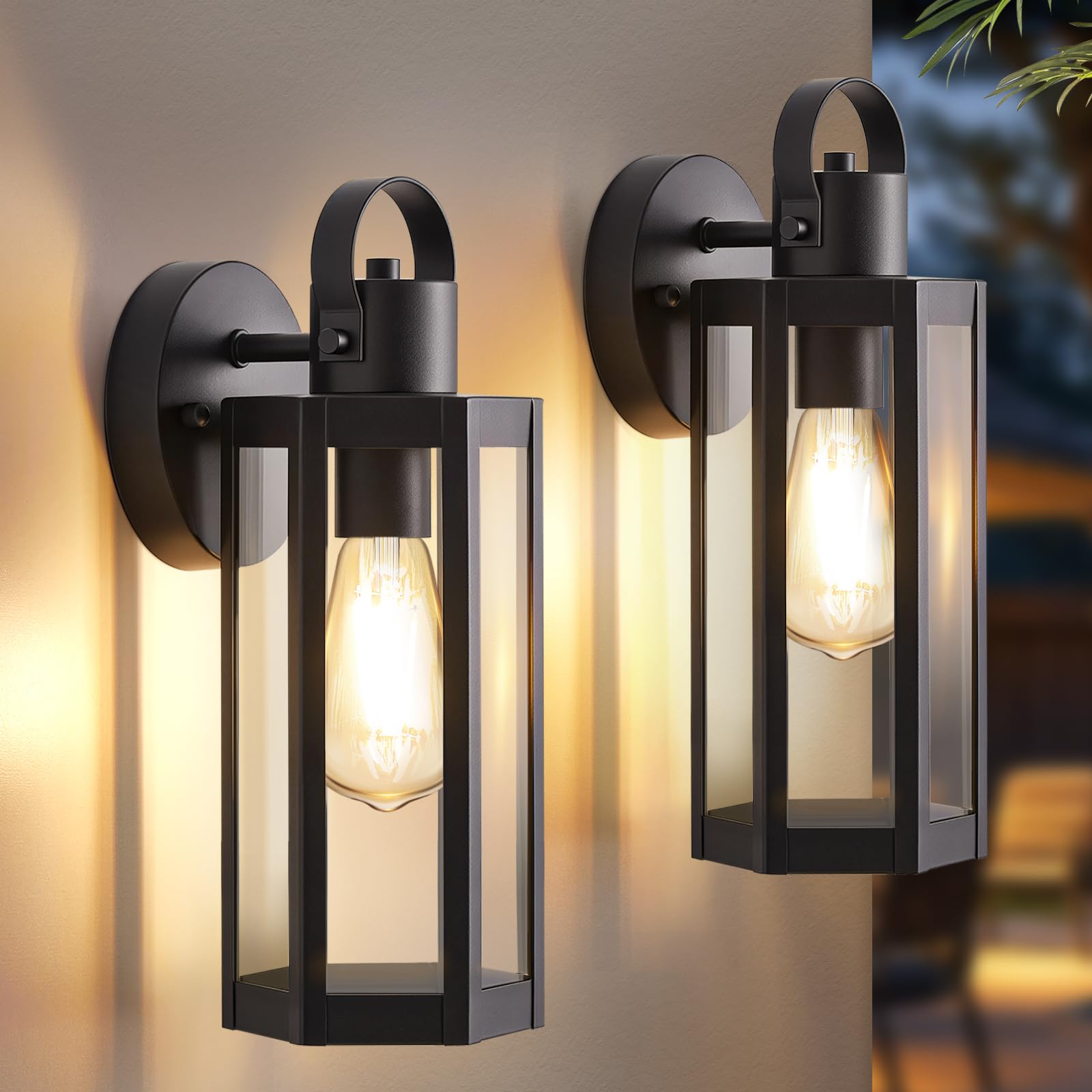 EJIAXIN exterior wall light with clear glass for a bright front porch.