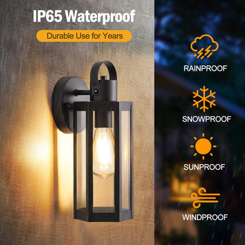 EJIAXIN wall mount lantern in black for porch illumination.