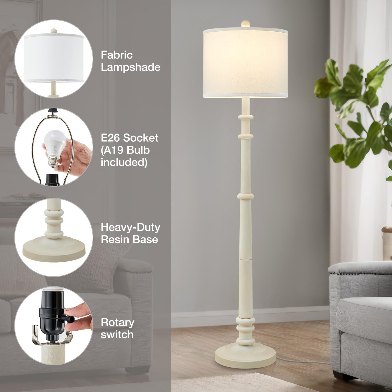 EJIAXIN linen shade creates soft, diffused light ideal for reading.