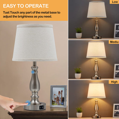 EJIAXIN touch-control bedside lamp enabling quick brightness changes at night
