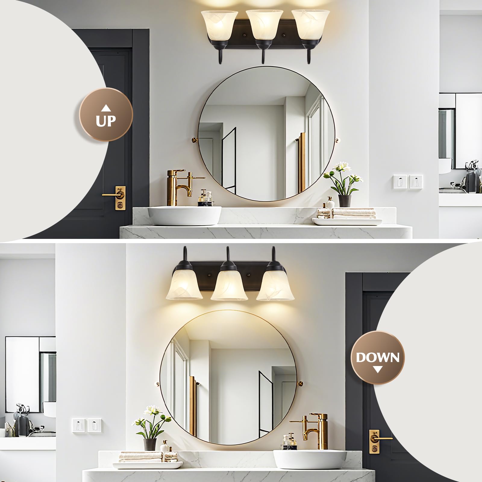 EJIAXIN black finish vanity light installs quickly with included hardware.