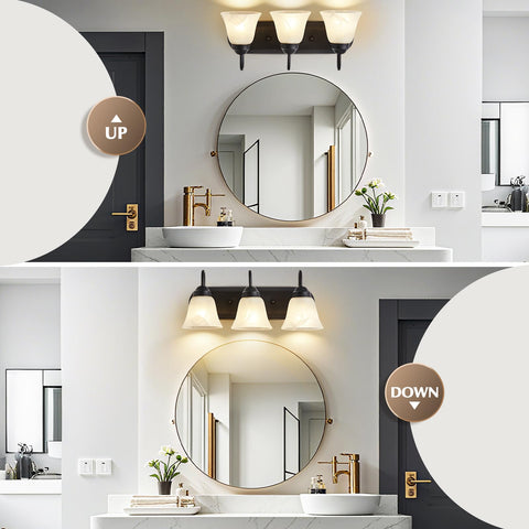 EJIAXIN black finish vanity light installs quickly with included hardware.