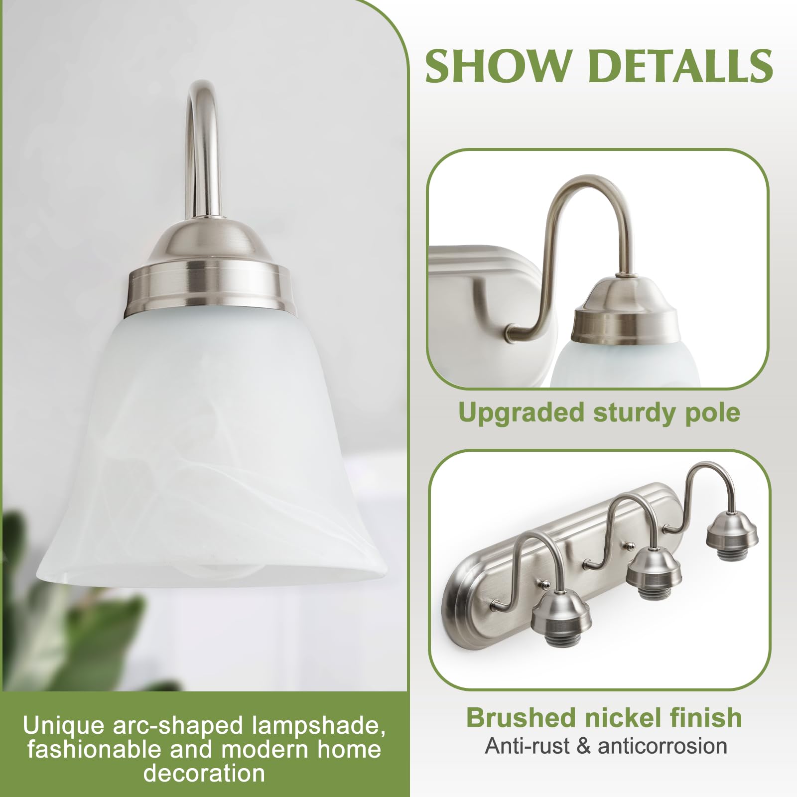 EJIAXIN brushed nickel wall lamp adds modern elegance to bathrooms