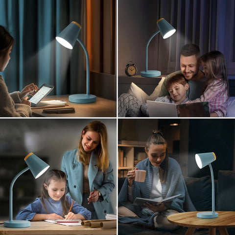 EJIAXIN blue desk lamp blends modern design with practical lighting.