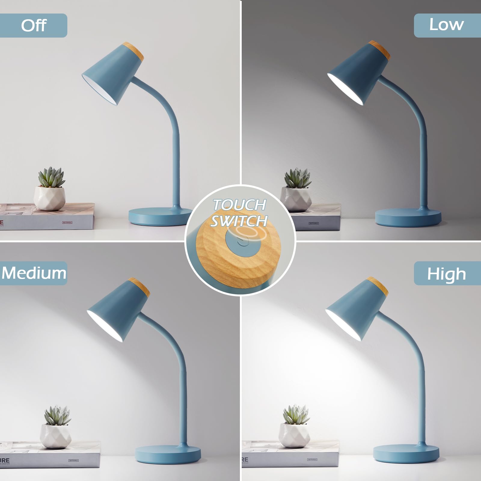 EJIAXIN gooseneck directs light exactly where needed for study sessions.