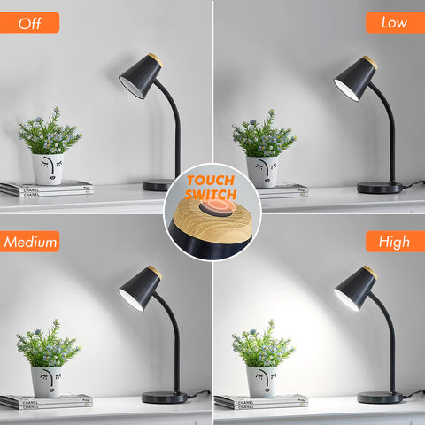 EJIAXIN desk lamp gooseneck angled to direct light on study notes