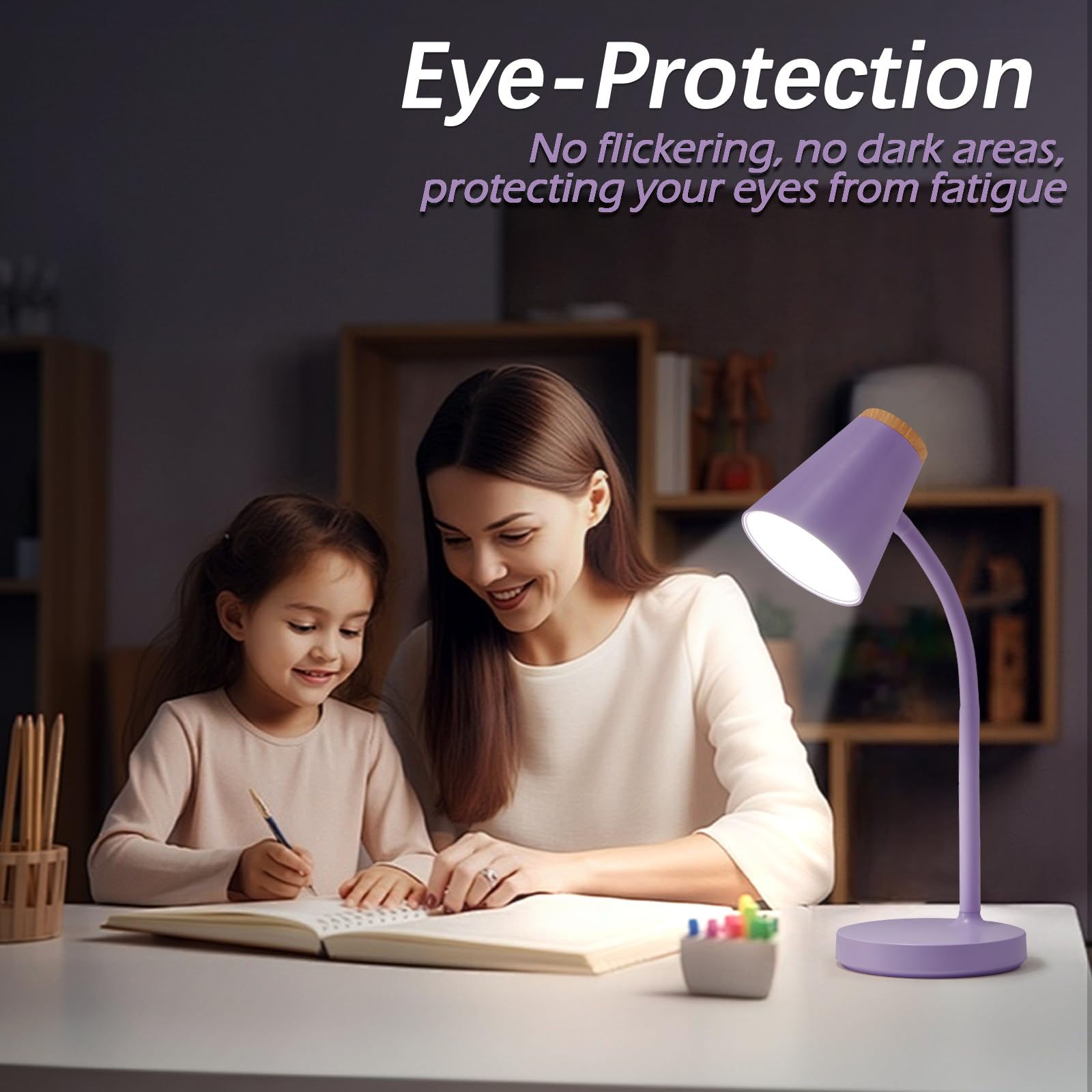 Purple EJIAXIN desk lamp showcasing contemporary style for bedrooms and dorms