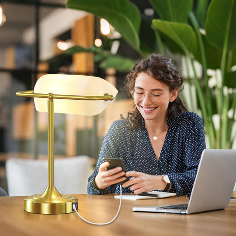 EJIAXIN desk lamp satin brass finish adds timeless style to any room