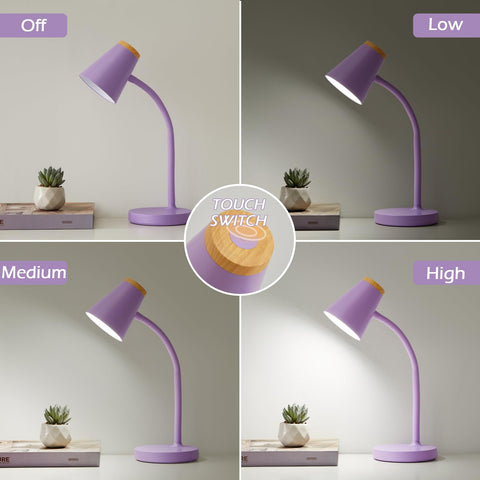 Close-up of EJIAXIN desk lamp touch switch for simple on/off and brightness control