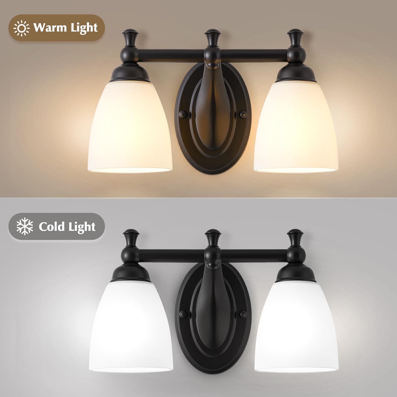 EJIAXIN dimmable bathroom vanity light in black for mood and task lighting.