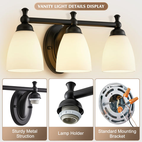 EJIAXIN vanity light uses E26 base for dimmable brightness