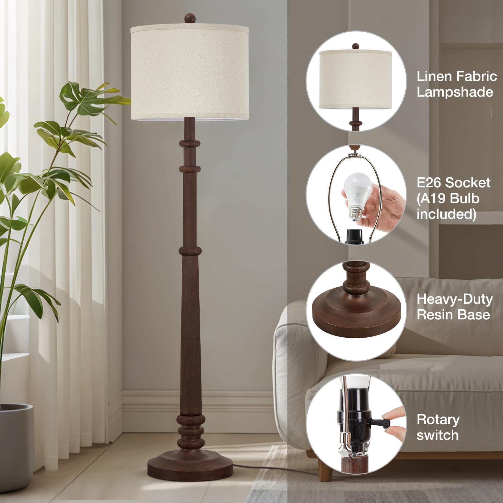 EJIAXIN aged reddish-brown finish adds vintage style.