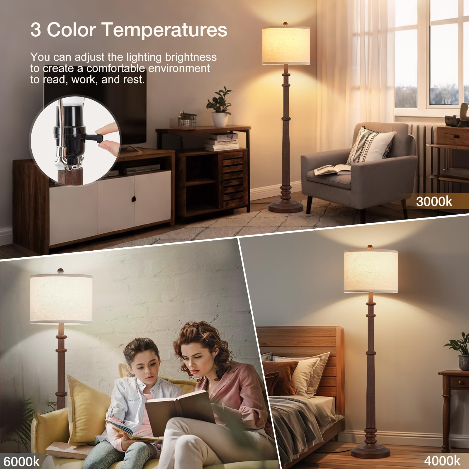 EJIAXIN LED bulb included for energy-efficient brightness.