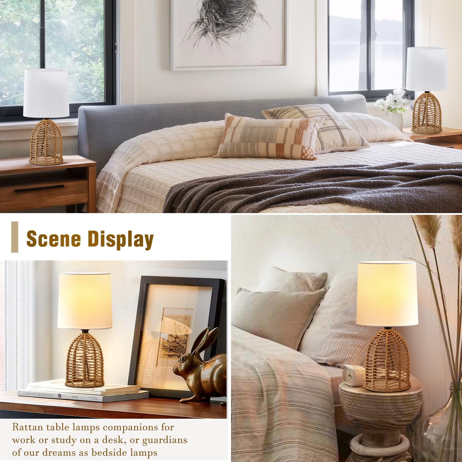 EJIAXIN linen shade close-up with soft, eye-friendly glow.