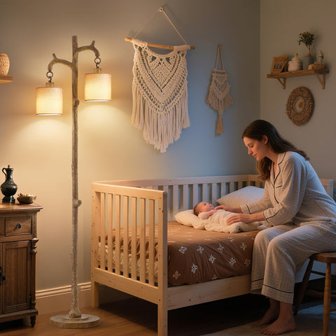 EJIAXIN linen shade provides soft, warm illumination for relaxing corners.