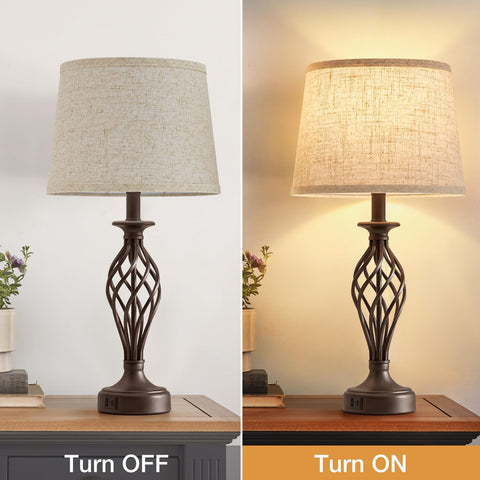 EJIAXIN table lamp with linen shade adds soft lighting to living spaces