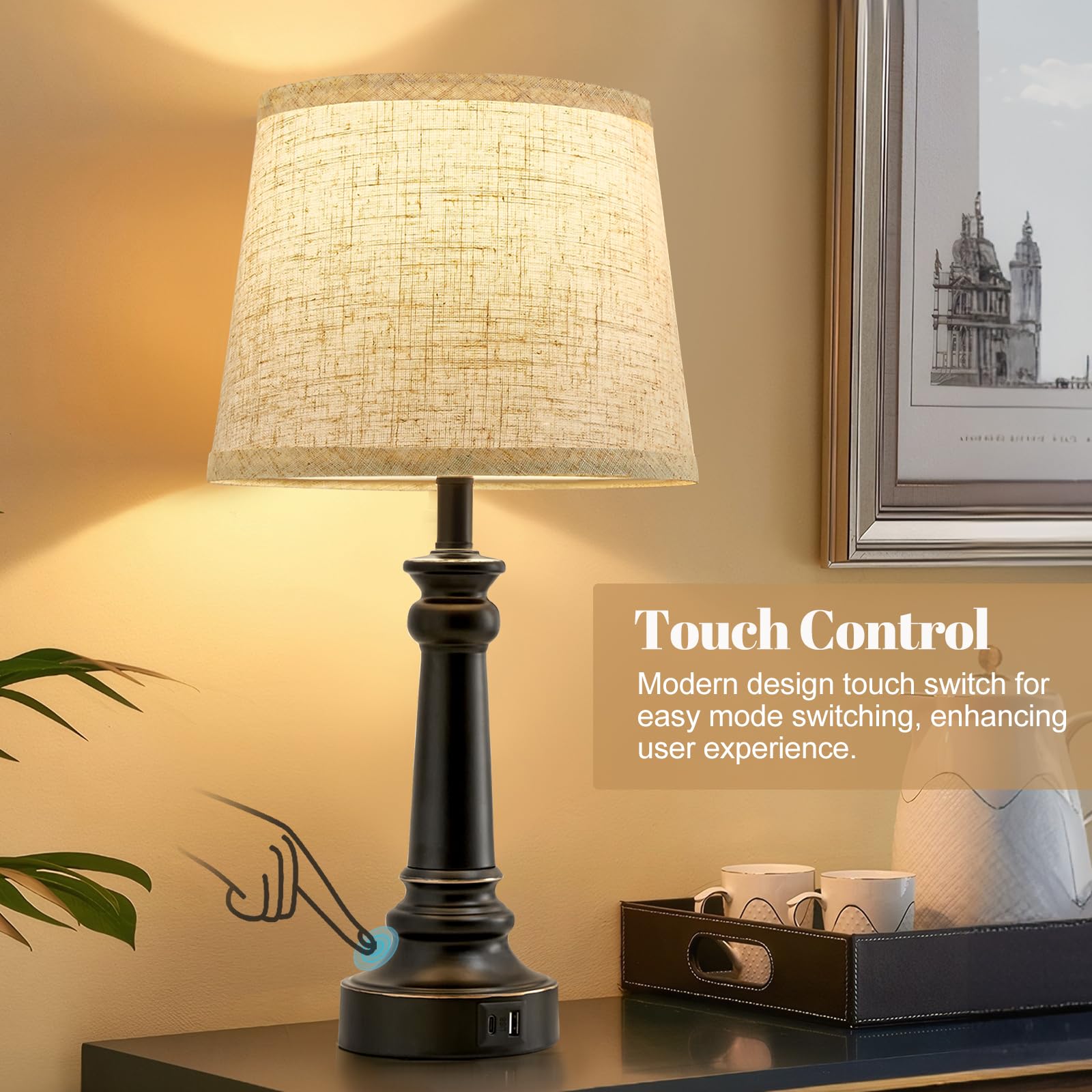 EJIAXIN Touch Lamps with a weighted base for stability.
